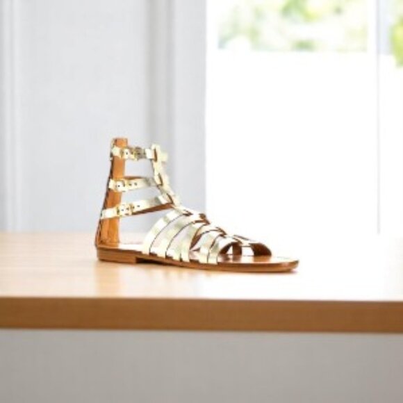 Aqua Emil Gladiator Sandals Gold 8 NWT - Picture 1 of 2